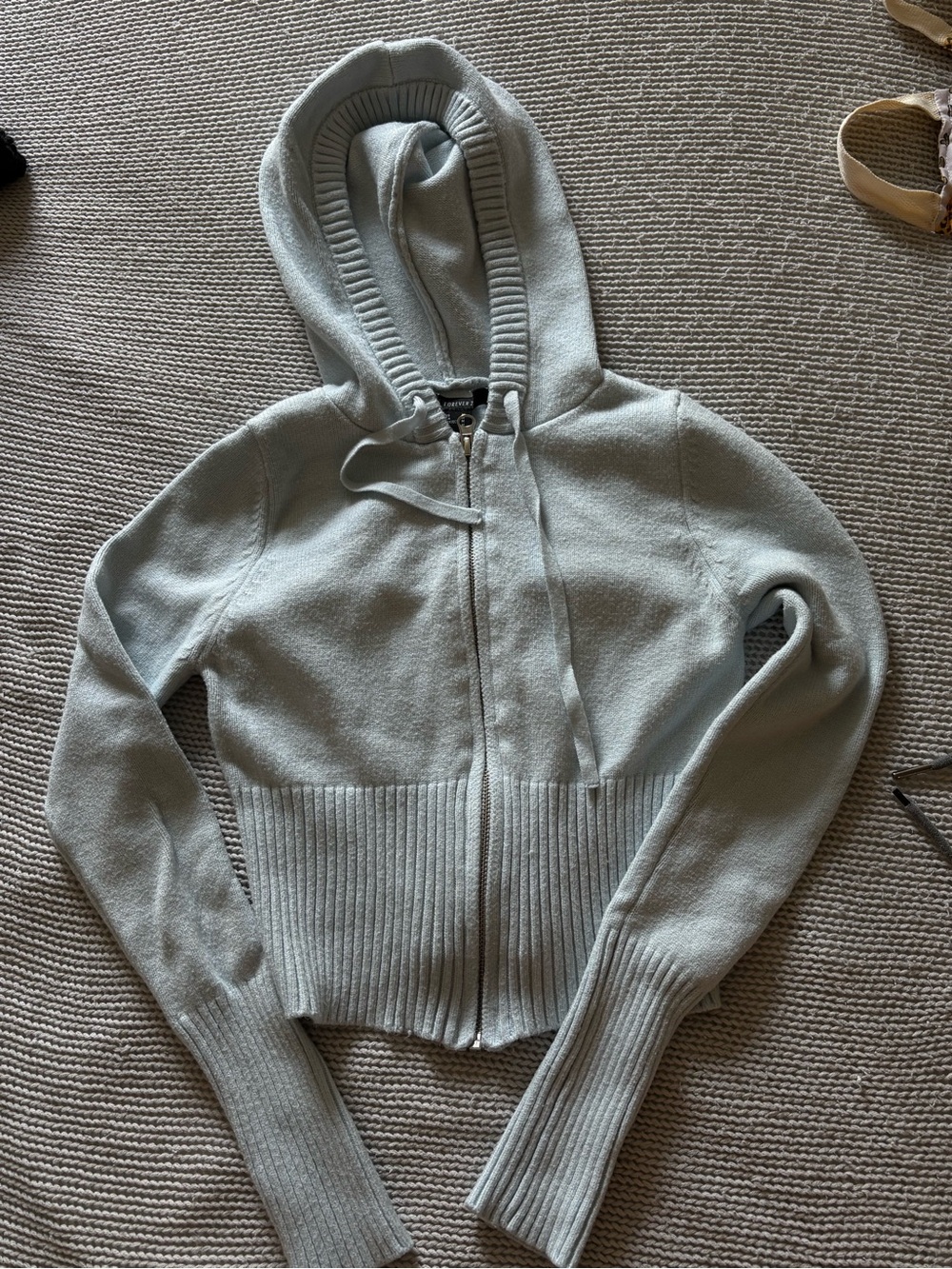Baby blue Hooded Zip Sweater